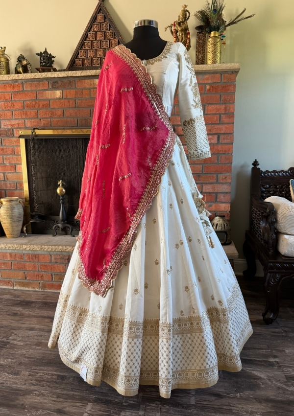 Ivory Gold Lehenga with Rani Dupatta